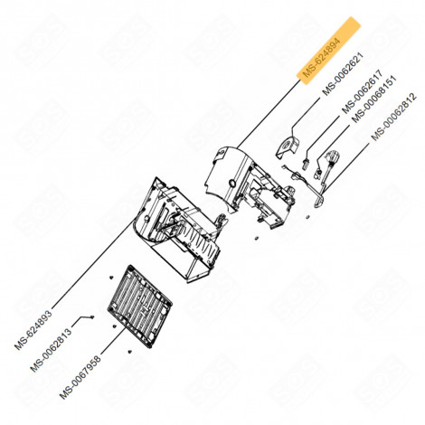 DEMI BOÎTIER DROIT (REPÈRE N°MS-624894) NESPRESSO PIXIE CAFETIÈRE, MACHINE À CAFÉ - MS-624894, MS624894