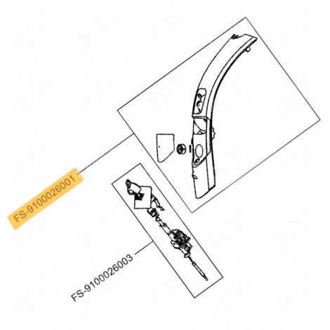 DESSUS DE POIGNÉE (REPÈRE N°FS-9100026001) CENTRALE VAPEUR, FER À REPASSER - FS-9100026001, FS-9100026081