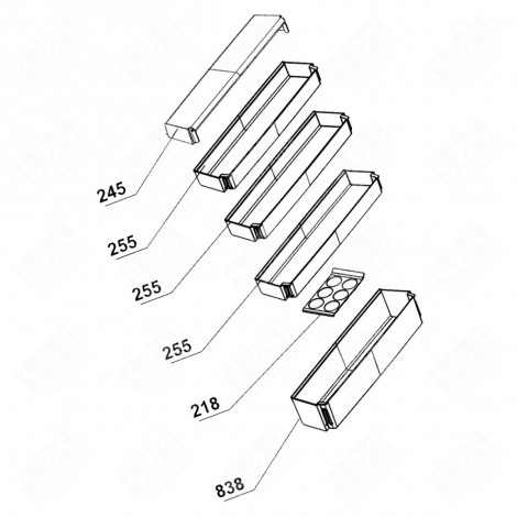 BALCONNET BOUTEILLES (REPÈRE N°838)   495X120X97 MM RÉFRIGÉRATEUR, CONGÉLATEUR - 4666200200