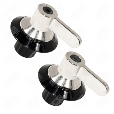 LOT DE 2 BOUTONS DE COMMANDE NOIR/INOX D'ORIGINE FOUR, CUISINIÈRE - 694975086