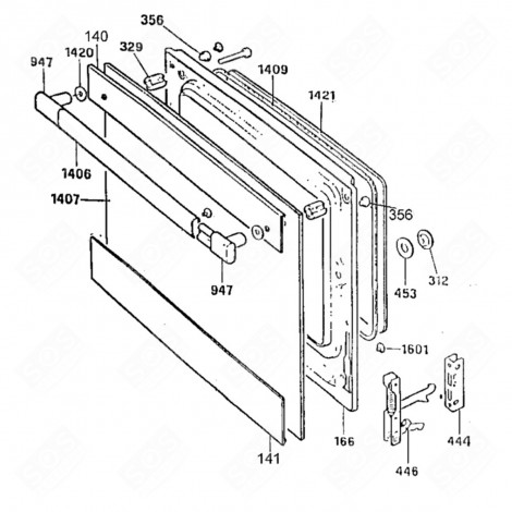 VITRE EXTÉRIEURE DE PORTE (REPÈRE N°1407) FOUR, CUISINIÈRE - 406391, 0406391