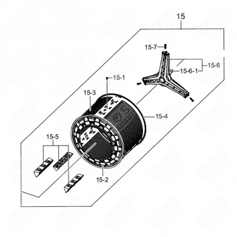 TAMBOUR COMPLET (REPÈRE N°15) LAVE-LINGE - DC97-14373X