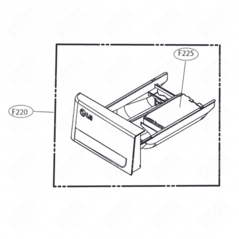 FAÇADE DE TIROIR (BOITE À PRODUITS, REPÈRE N°F220) LAVE-LINGE - AGL30066155