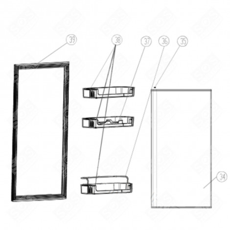 JOINT DE PORTE (PARTIE RÉFRIGÉRATEUR) REPÈRE 39 RÉFRIGÉRATEUR, CONGÉLATEUR - FR000075
