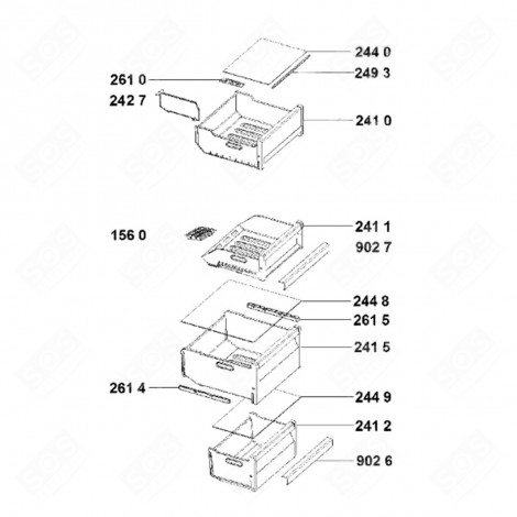 TIROIR FRESHBOX+ (PARTIE RÉFRIGÈRATEUR) REPÈRE 2410 RÉFRIGÉRATEUR, CONGÉLATEUR - C00568087, 488000568087