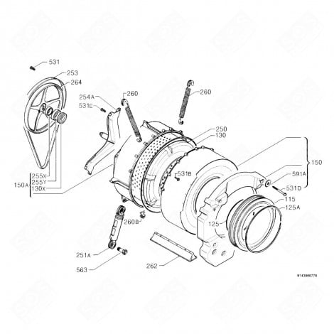 ENSEMBLE ASSEMBLAGE PAROI (REPÈRE N°150A) LAVE-LINGE - 1321460204