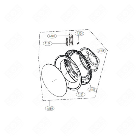 HUBLOT COMPLET (REPÈRE A150) LAVE-LINGE - ADC74745515