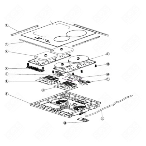 CARTE FILTRE EMC REPÈRE 12 PLAQUE DE CUISSON - CU000027