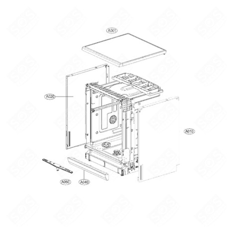 COUVERCLE INFÉRIEUR (REPÈRE A040) LAVE-VAISSELLE - 3550DD1001L