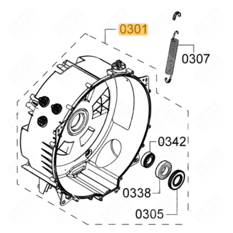 DEMIE CUVE ARRIÈRE AVEC ROULEMENTS LAVE-LINGE - 00710412, 710412