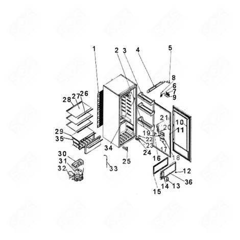 JOINT PORTE PARTIE FREEZER ( REPÈRE 15) RÉFRIGÉRATEUR, CONGÉLATEUR - 1058457, 53040632 