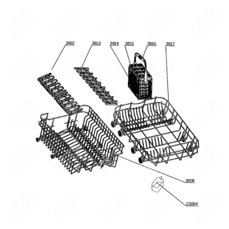 PANIER SUPÉRIEUR ( REPÈRE 3018 ) LAVE-VAISSELLE - 445F19