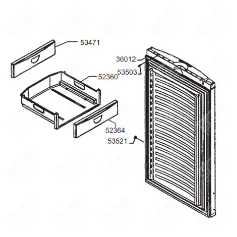 TIROIR COMPLET ( REPÈRE 52360 ) RÉFRIGÉRATEUR, CONGÉLATEUR - 761170291