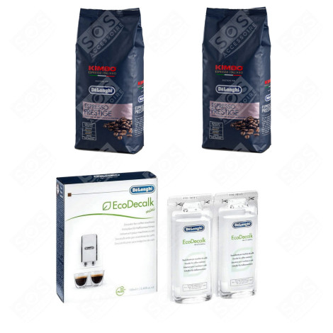 LOT DE 2 PAQUETS CAFÉ EN GRAINS KIMBO ESPRESSO PRESTIGE 1KG ET 1 DÉTARTRANT CAFETIÈRE, MACHINE À CAFÉ - 5513282411, 5513296011