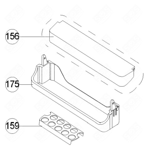 COUVERCLE DE BALCONNET SUPÉRIEUR (  REPÈRE 156 ) RÉFRIGÉRATEUR, CONGÉLATEUR - 42067950