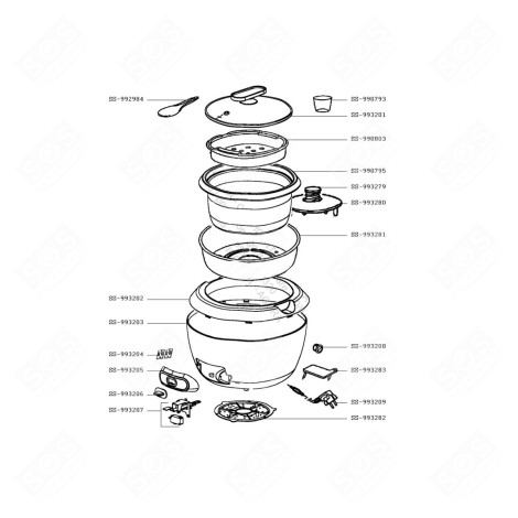 RÉSISTANCE ( REPÈRE SS-993280 ) CUISEUR VAPEUR - SS-993280, SS993280