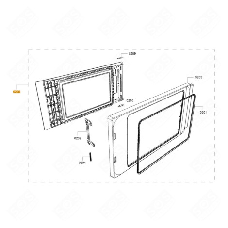 PORTE COMPLÈTE ( REPÈRE 0206 ) FOUR MICRO-ONDES - 00772427