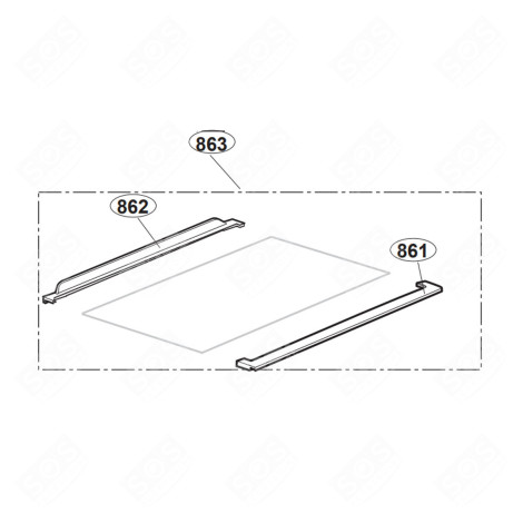 PROFIL ARRIÈRE CLAYETTE ( REPÈRE 862 ) 540 MM RÉFRIGÉRATEUR, CONGÉLATEUR - 5847800100