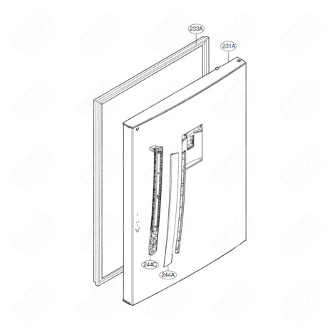 POIGNÉE ( REPÈRE 244C ) RÉFRIGÉRATEUR, CONGÉLATEUR - AED73373105