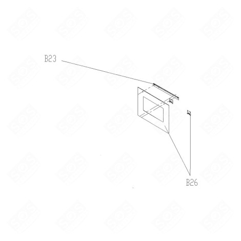 VITRE DE PORTE EXTÉRIEURE D'ORIGINE REPÈRE B26 FOUR, CUISINIÈRE - 34051193, 1064186