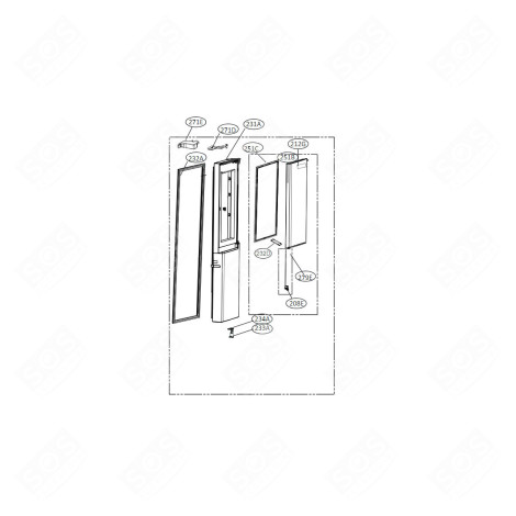 PORTE REPÈRE 231A (PARTIE RÉFRIGÉRATEUR) RÉFRIGÉRATEUR, CONGÉLATEUR - ADD75035803, ADC75465702