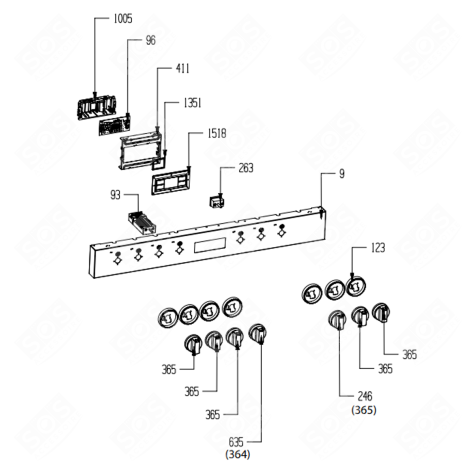 MANETTE, BOUTON NOIR ( REPÈRE 246 ) FOUR, CUISINIÈRE - 450936039