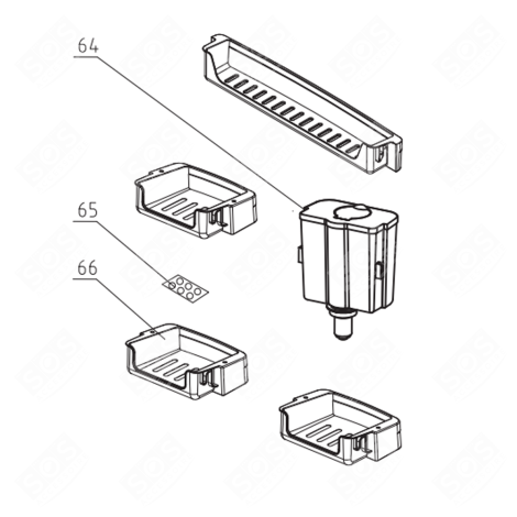 PETIT BALCONNET DE PORTE (REPÈRE 66) RÉFRIGÉRATEUR, CONGÉLATEUR - KG102000002187