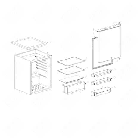 BALCONNET SUPÉRIEUR ET INTERMÉDIAIRE ( PARTIE RÉFRIGÉRATEUR REPÈRE 3 ) RÉFRIGÉRATEUR, CONGÉLATEUR - FMF121310005674