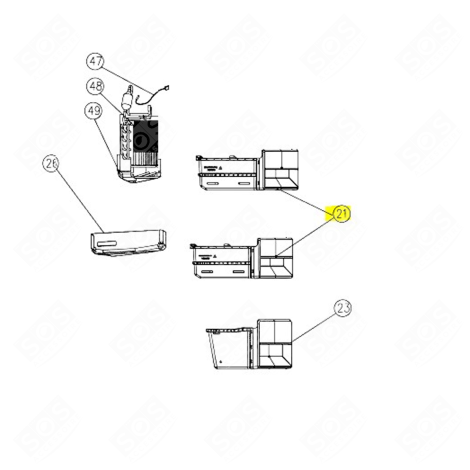 TIROIR, BAC DE CONGÉLATION INTERMÉDIAIRE INTERMÉDIAIRE ( REPÈRE 21 ) RÉFRIGÉRATEUR, CONGÉLATEUR - HOM15207524