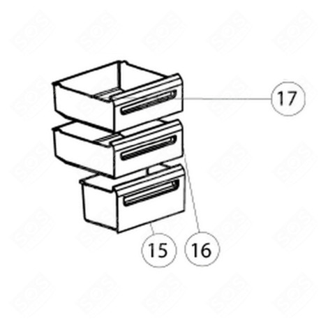 TIROIR INFÉRIEUR (REPÈRE 15) RÉFRIGÉRATEUR, CONGÉLATEUR - 12030102