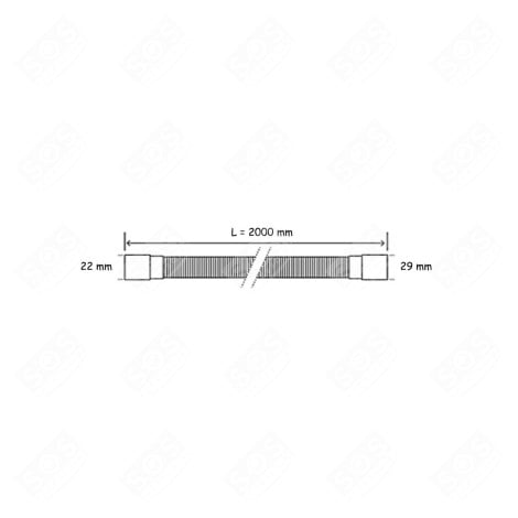 TUYAU D'ÉVACUATION D'EAU UNIVERSEL AVEC SORTIES DROITES 22-29MM (L2000MM) LAVE-LINGE - 3666356045866