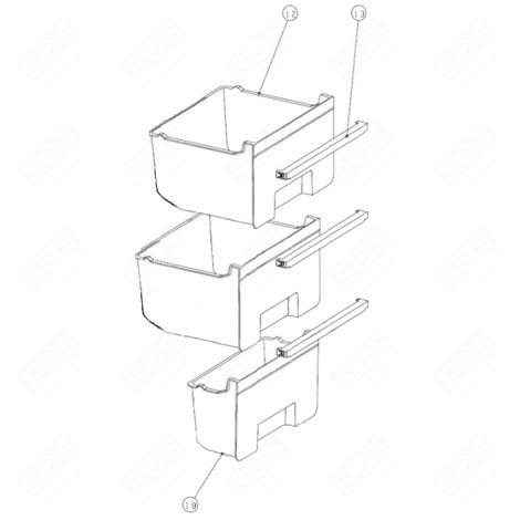 TIROIR INFÉRIEUR CONGÉLATEUR (REPÈRE 19) RÉFRIGÉRATEUR, CONGÉLATEUR - 05040016