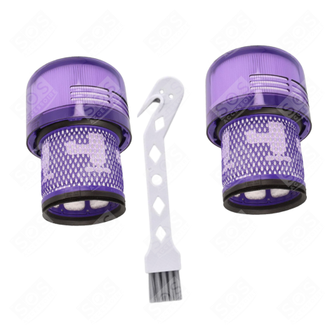 LOT DE 2 FILTRES HEPA COMPATIBLE V11 AVEC BROSSE DE NETTOYAGE ASPIRATEUR - 970013-02, 970013-02