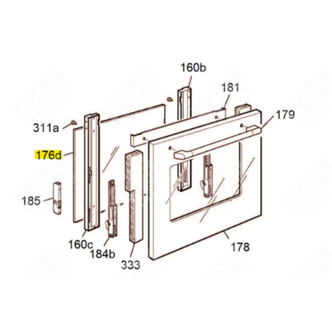 VITRE INTÉRIEURE GAUCHE ( REPÈRE 176D) FOUR, CUISINIÈRE - 70039947