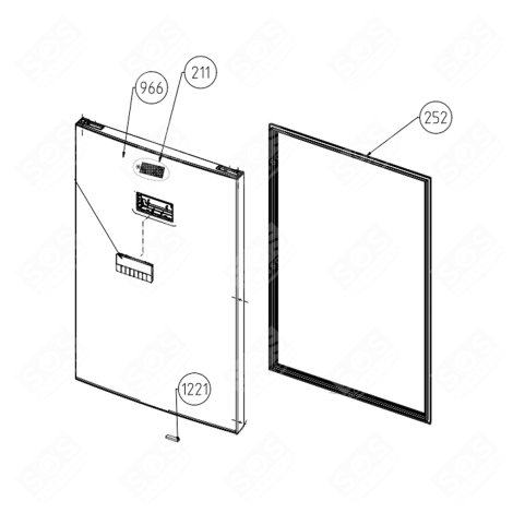 PORTE CONGÉLATEUR (REPÈRE 966) RÉFRIGÉRATEUR, CONGÉLATEUR - 5908081700, 5908081800