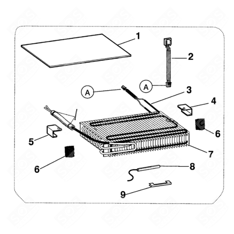 RESISTANCE ÉVAPORATEUR  (REPÈRE 3) RÉFRIGÉRATEUR, CONGÉLATEUR - C00196990