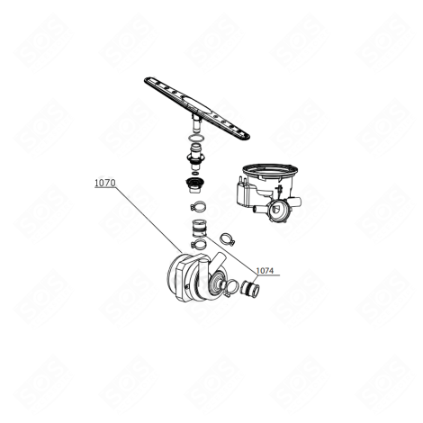 SUPPORT POMPE (REPÈRE 1070) LAVE-VAISSELLE - AS6011163, AS0000928