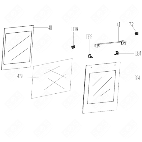 VITRE EXTÉRIEURE (REPÈRE 884) FOUR, CUISINIÈRE - 210444653