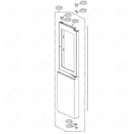 PORTE (PARTIE RÉFRIGÉRATEUR) 231A RÉFRIGÉRATEUR, CONGÉLATEUR - ADD76419967