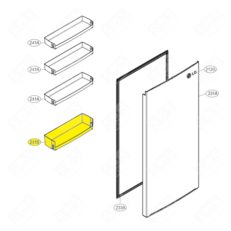 BALCONNET DE PORTE (REPÈRE 241B) RÉFRIGÉRATEUR, CONGÉLATEUR - MAN64368305, MAN64901114