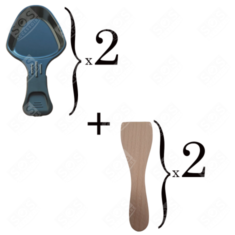 LOT DE 2 COUPELLES À RACLETTE ET 2 PELLES EN BOIS POUR POÊLON, SPATULE RACLETTE RACLETTE, GRIL, WOK - AS306001, AS306003