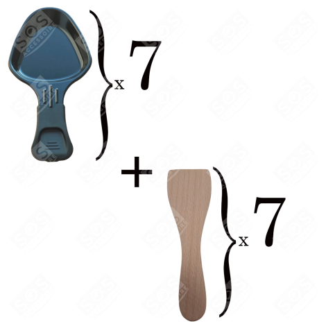 LOT DE 7 COUPELLES À RACLETTE ET 7 PELLES EN BOIS POUR POÊLON, SPATULE RACLETTE RACLETTE, GRIL, WOK - AS306001, AS306003