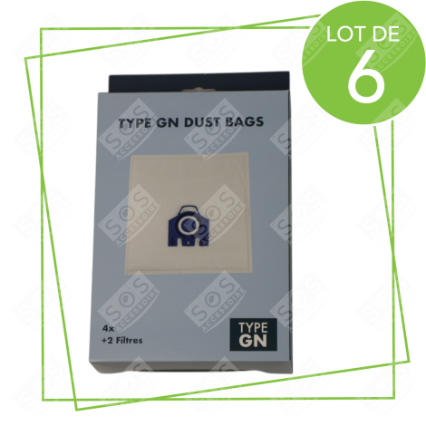 LOT DE 6 SACS À POUSSIÈRE GN COMPATIBLES ASPIRATEUR - 12281680