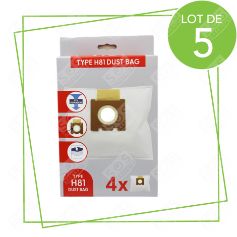 LOT DE 5 BOÎTES DE 4 SACS MICROFIBRE H81 ASPIRATEUR - 35601865