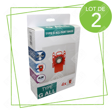 LOT DE 2 BOÎTES DE 4 SACS TYPE G 270 X 60 MM ASPIRATEUR - 00576334,17000940