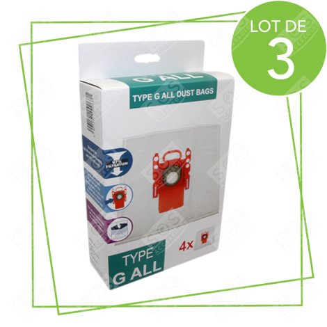 LOT DE 3 BOÎTES DE 4 SACS TYPE G 270 X 60 MM ASPIRATEUR - 00576334,17000940