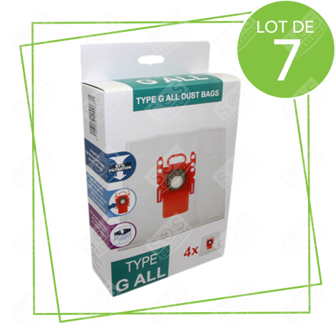 LOT DE 7 BOÎTES DE 4 SACS TYPE G 270 X 60 MM ASPIRATEUR - 00576334,17000940