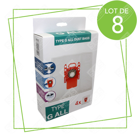 LOT DE 8 BOÎTES DE 4 SACS TYPE G 270 X 60 MM ASPIRATEUR - 00576334,17000940