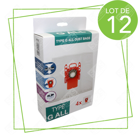 LOT DE 12 BOÎTES DE 4 SACS TYPE G 270 X 60 MM ASPIRATEUR - 00576334,17000940