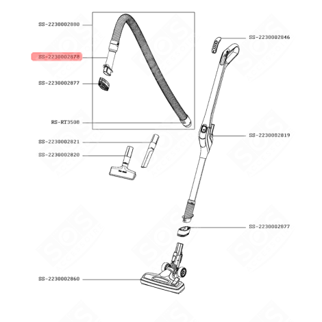 POIGNÉE DE FLEXIBLE AVEC BROSSE BLANCHE ASPIRATEUR - SS-2230002878, SS2230002878